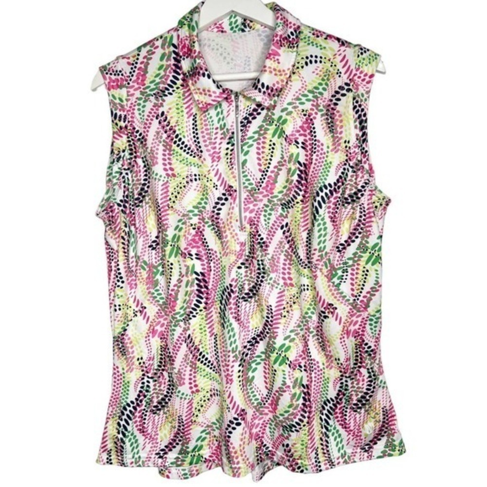GGBlue Luxe Sport Abstract Print Sleeveless Zip Top Size‎ XL